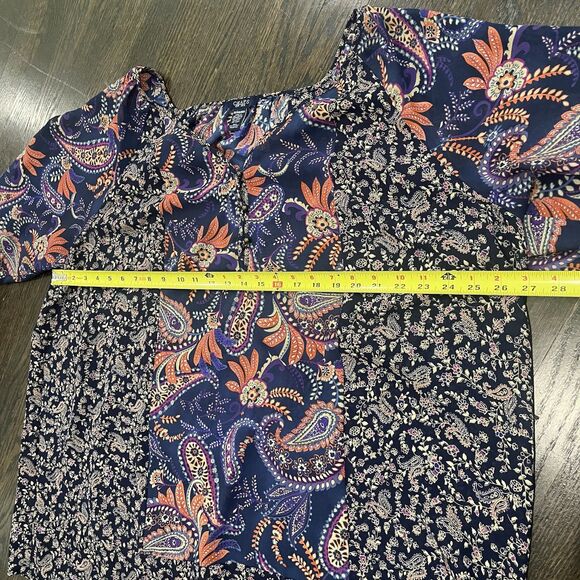 Chaps Top Womens 3X Blue Floral Paisley Button Boho Cottagecore Peasant Flowy - Picture 6 of 7